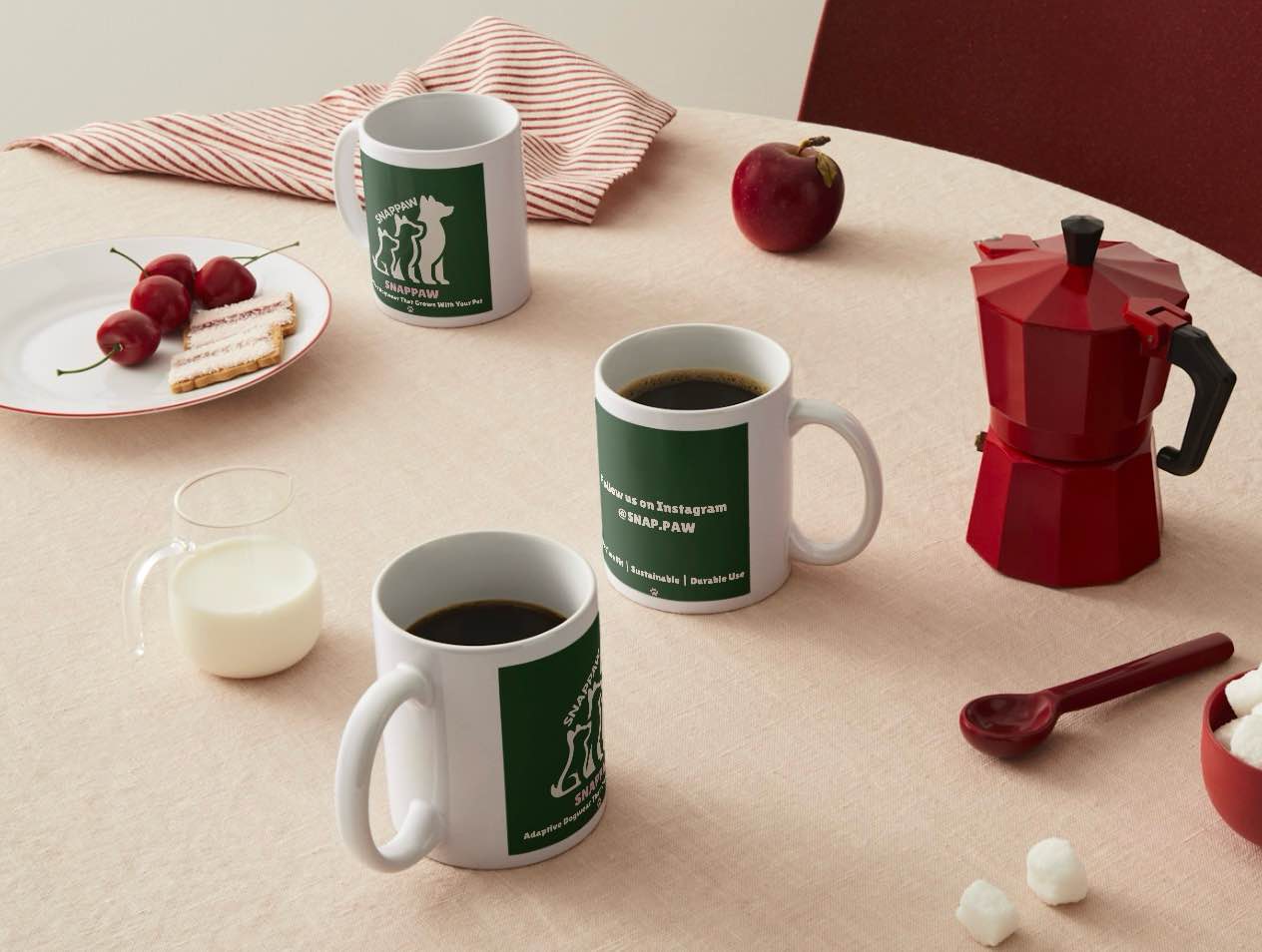 Snappaw mug collection on table