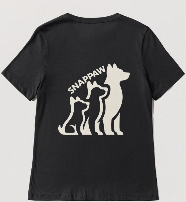 SNAPPAW black t-shirt back